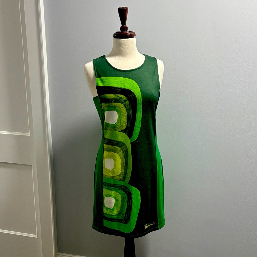 Desigual Sleeveless Sheath Dress in shades of green size XL